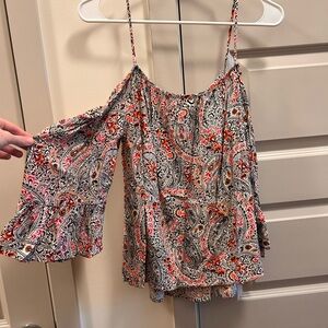 Miami Paisley Print Blouse - Black, White, and Orange